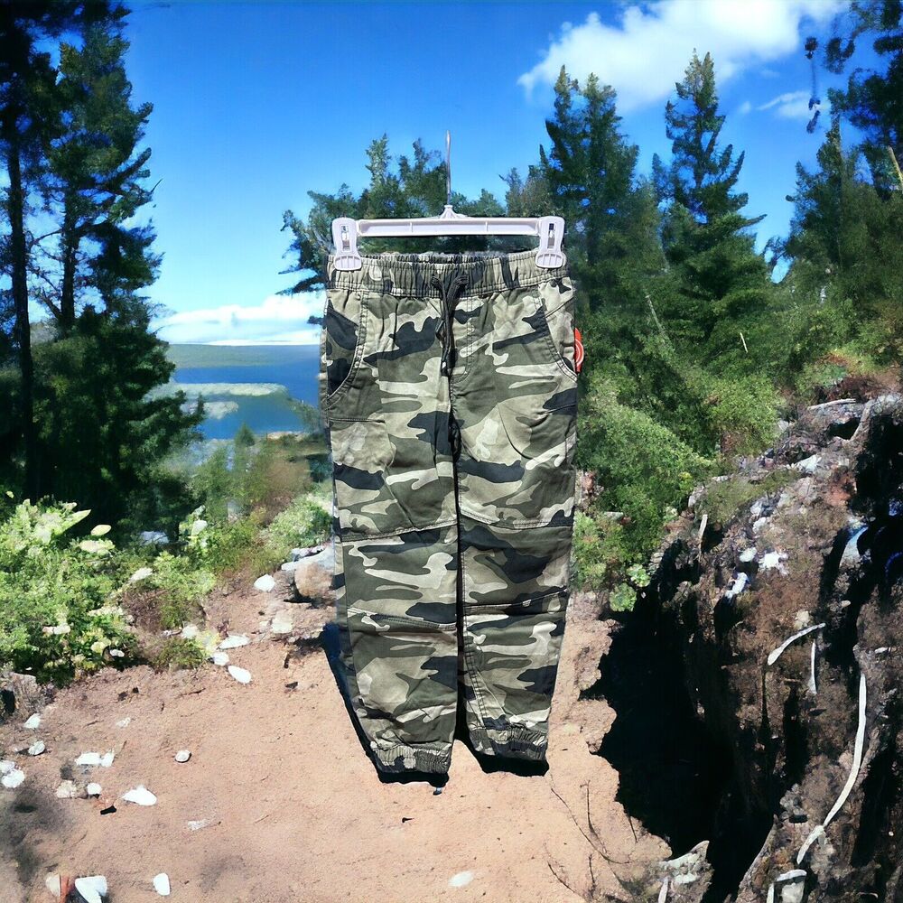 WonderNation Camo Elastic Waist Foldable Hem Kid Tough Pull On Pants M(8)